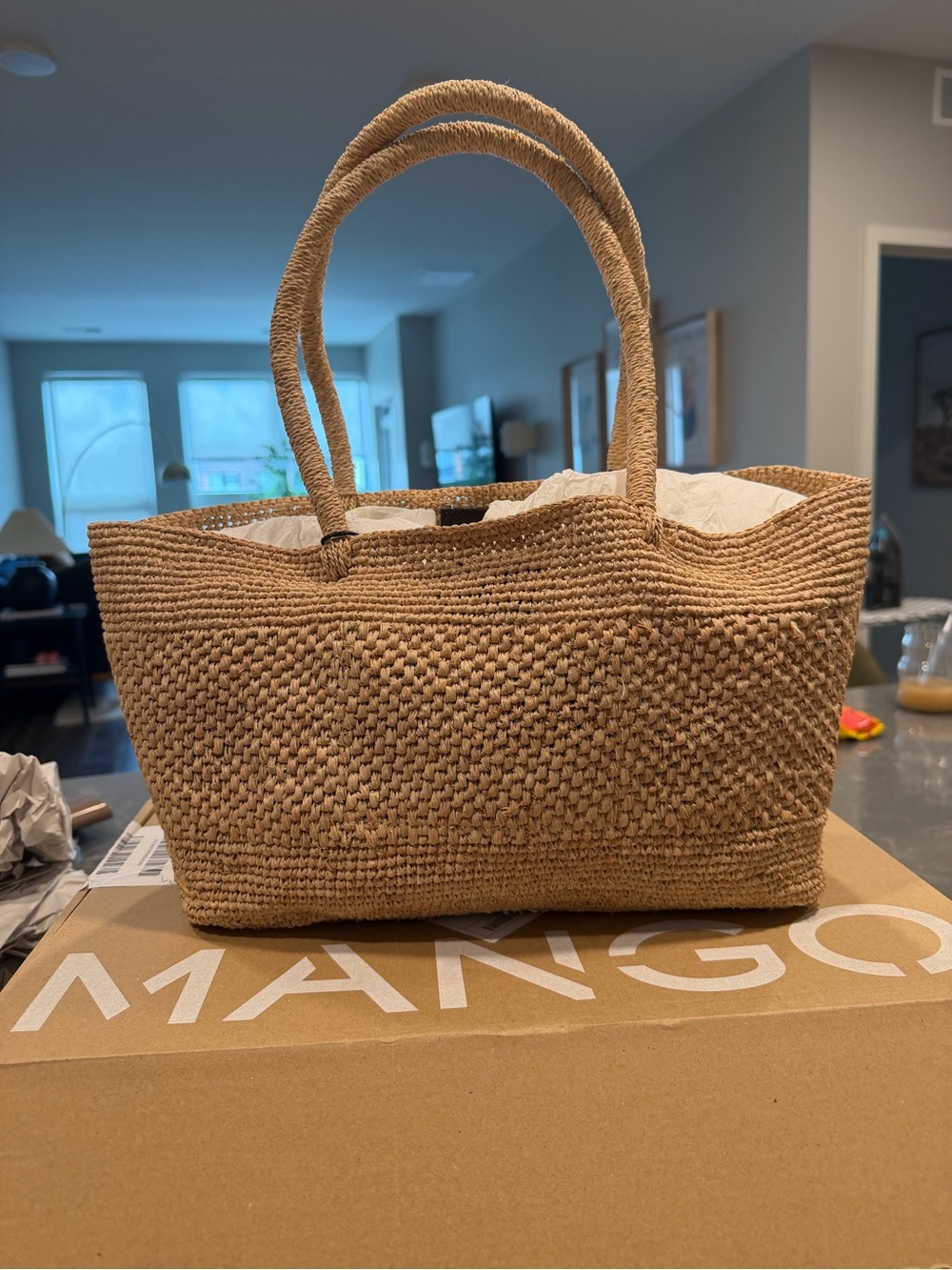 NWT Mango Raffia Tote in Natural - Picture 10 of 12